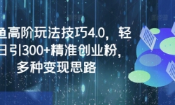 闲鱼高阶玩法技巧4.0，轻松日引300+精准创业粉，多种变现思路